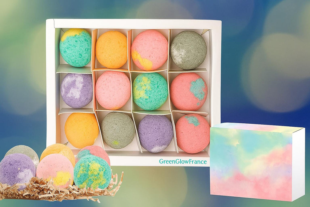 Cadeau Soin naturel - 12 bombes "fait main" - huiles essentielles et relaxation