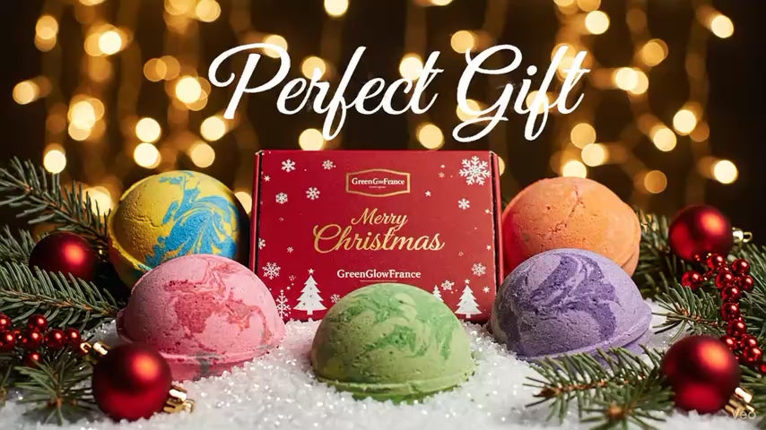 Coffret Cadeau de 6 bombes de bain pour de bain pour Noël :relaxantes, apaisantes et hydratantes. Soin corps, peau.